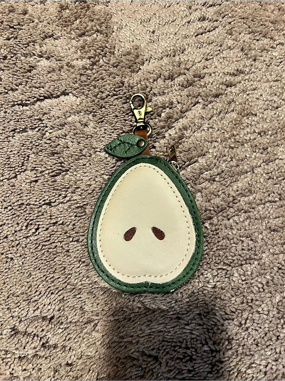Portland Leather Goods Pear Leather Pouch Keychain Green & Cream